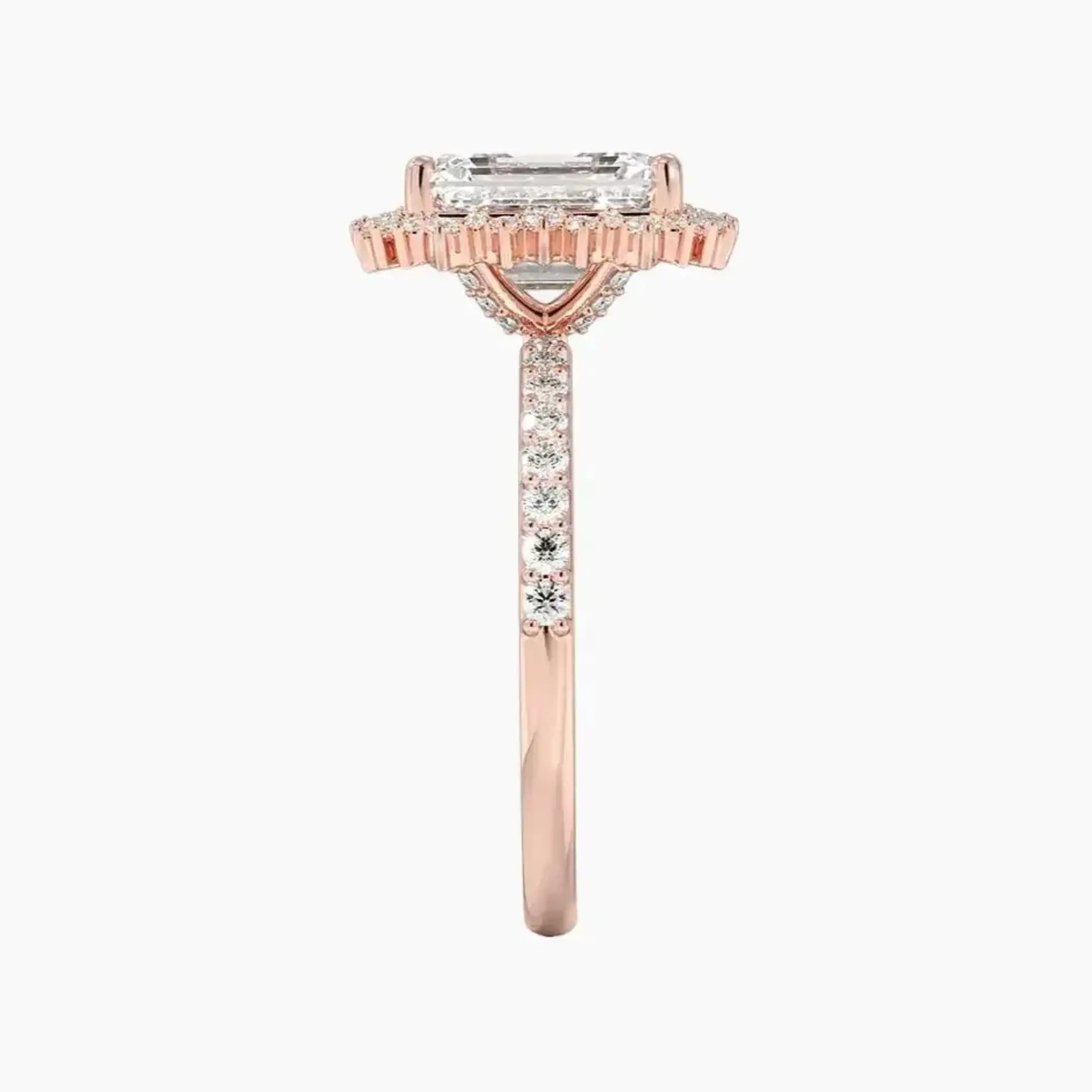 Coraline Emerald Designer 2.5 Carat Lab Grown Diamond Engagement Ring in 18K Rose Gold