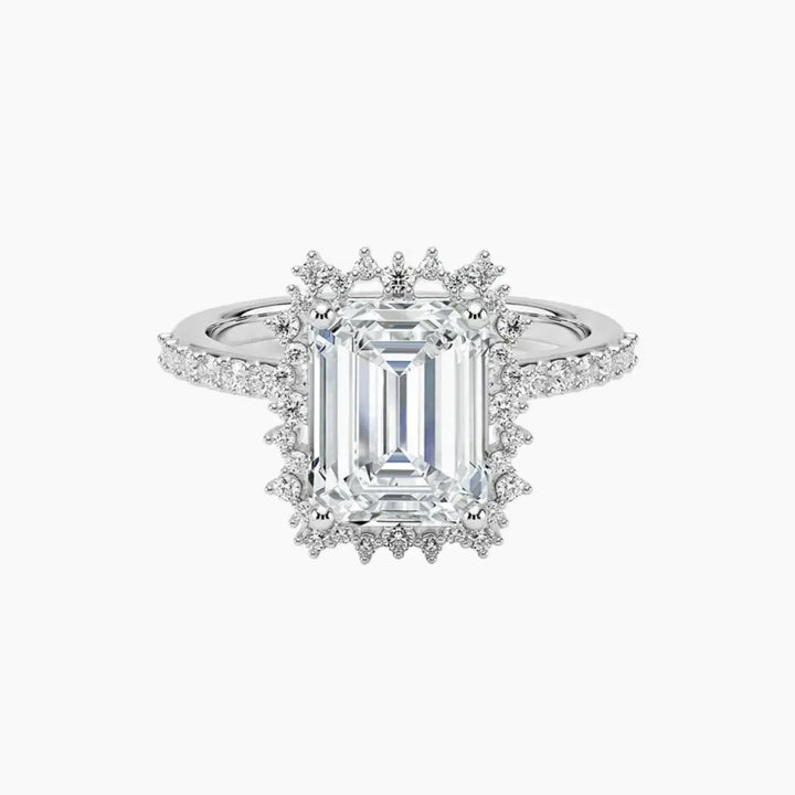 Coraline Emerald Designer 2.5 Carat Lab Grown Diamond Engagement Ring in 18K White Gold