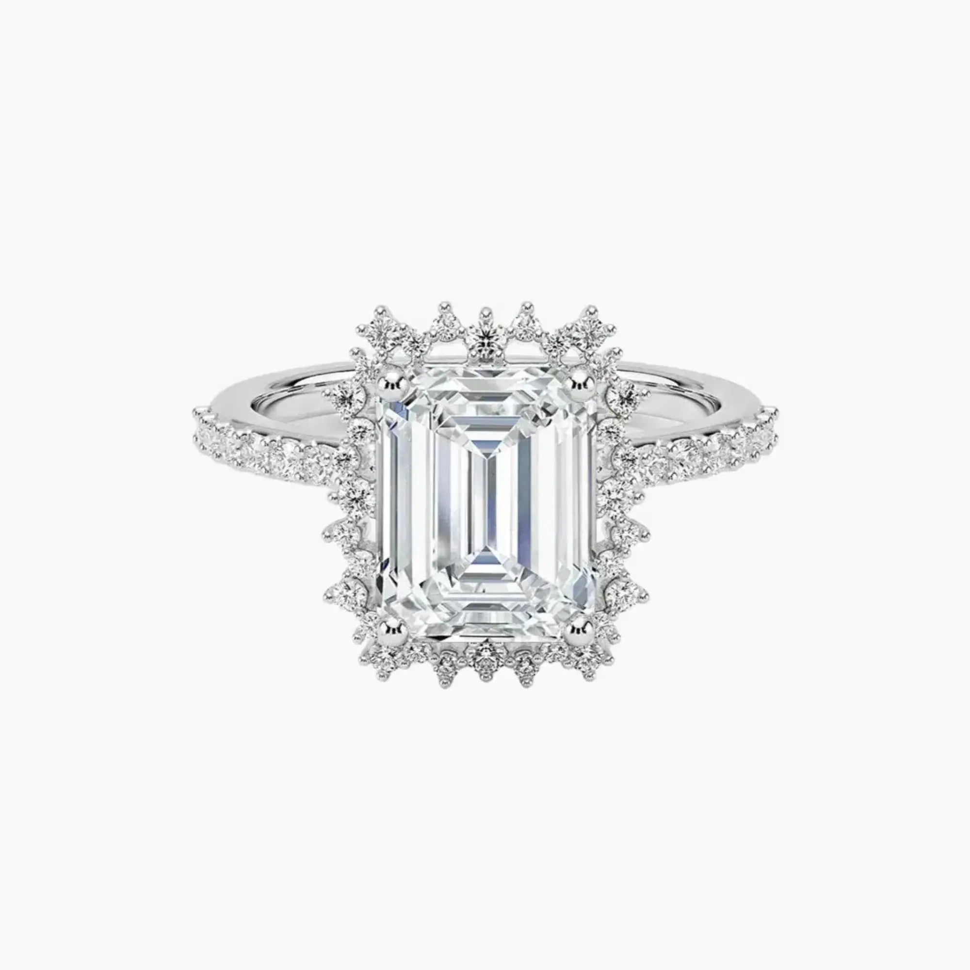 Coraline Emerald Designer Diamond Ring Setting in 14K White Gold