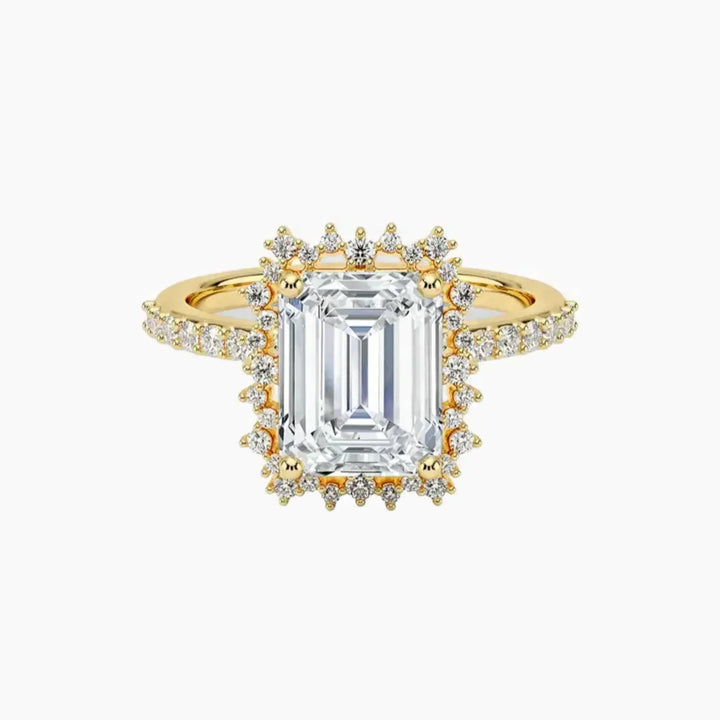 Coraline Emerald Designer 2 Carat Lab Grown Diamond Engagement Ring in 18K Yellow Gold