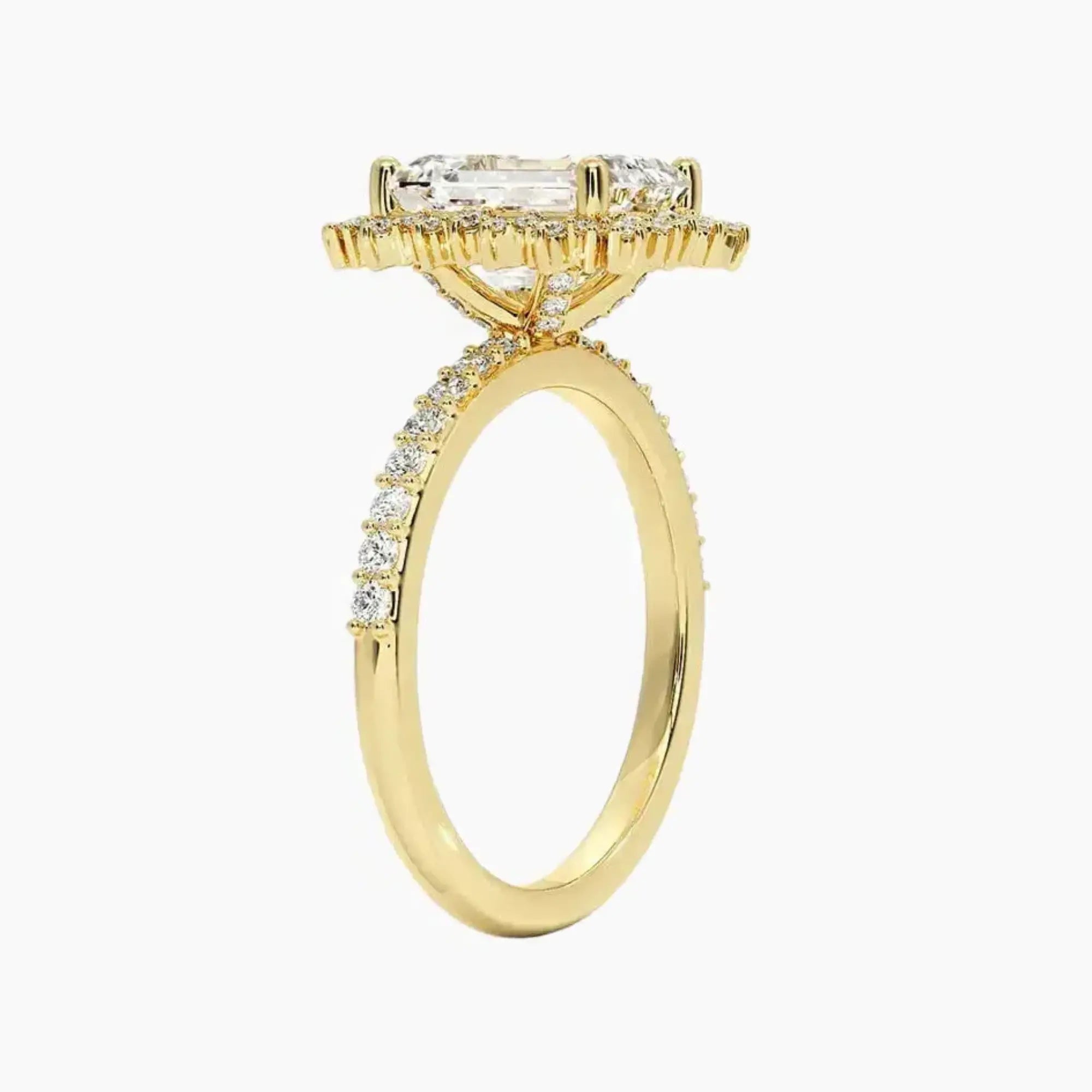 Coraline Emerald Designer 1.5 Carat Lab Grown Diamond Engagement Ring in 18K Rose Gold