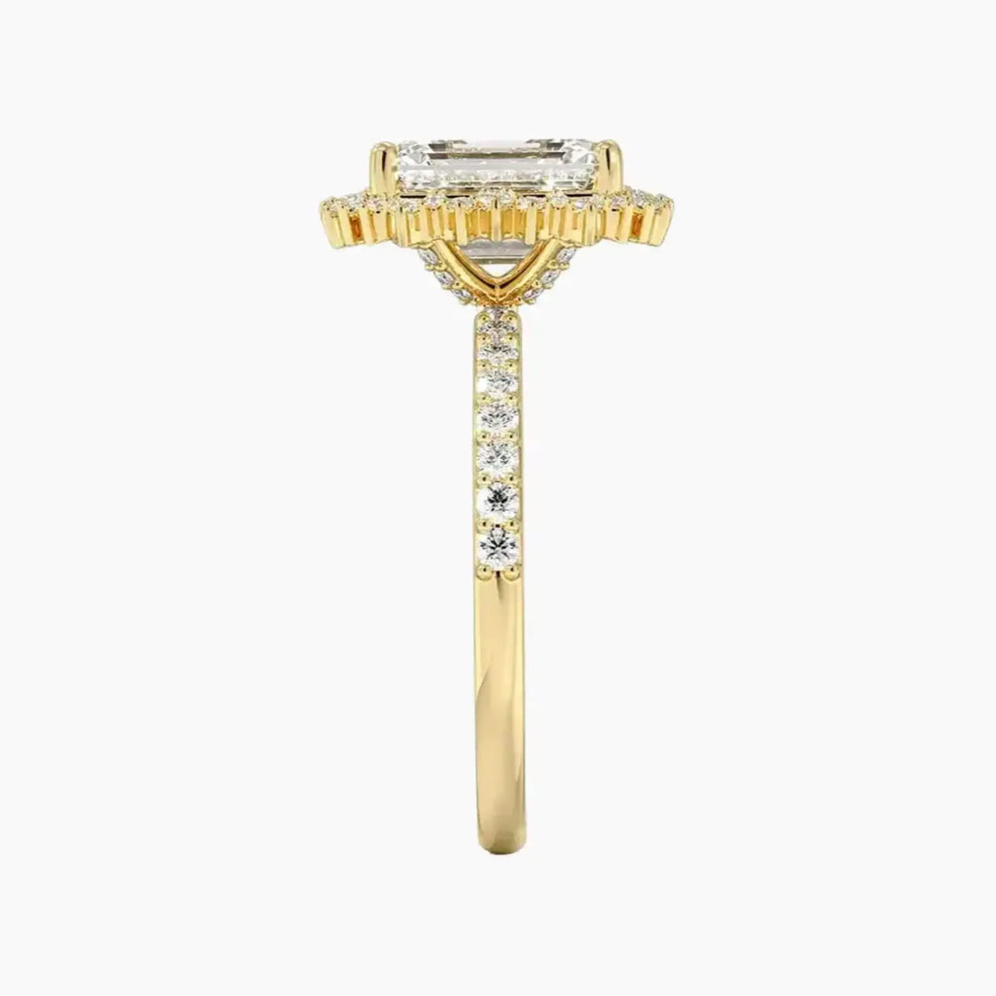 Coraline Emerald Designer 1 Carat Lab Grown Diamond Engagement Ring in 18K Yellow Gold
