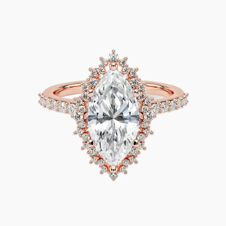 Coraline Marquise Designer 2.5 Carat Lab Grown Diamond Engagement Ring in 18K Rose Gold