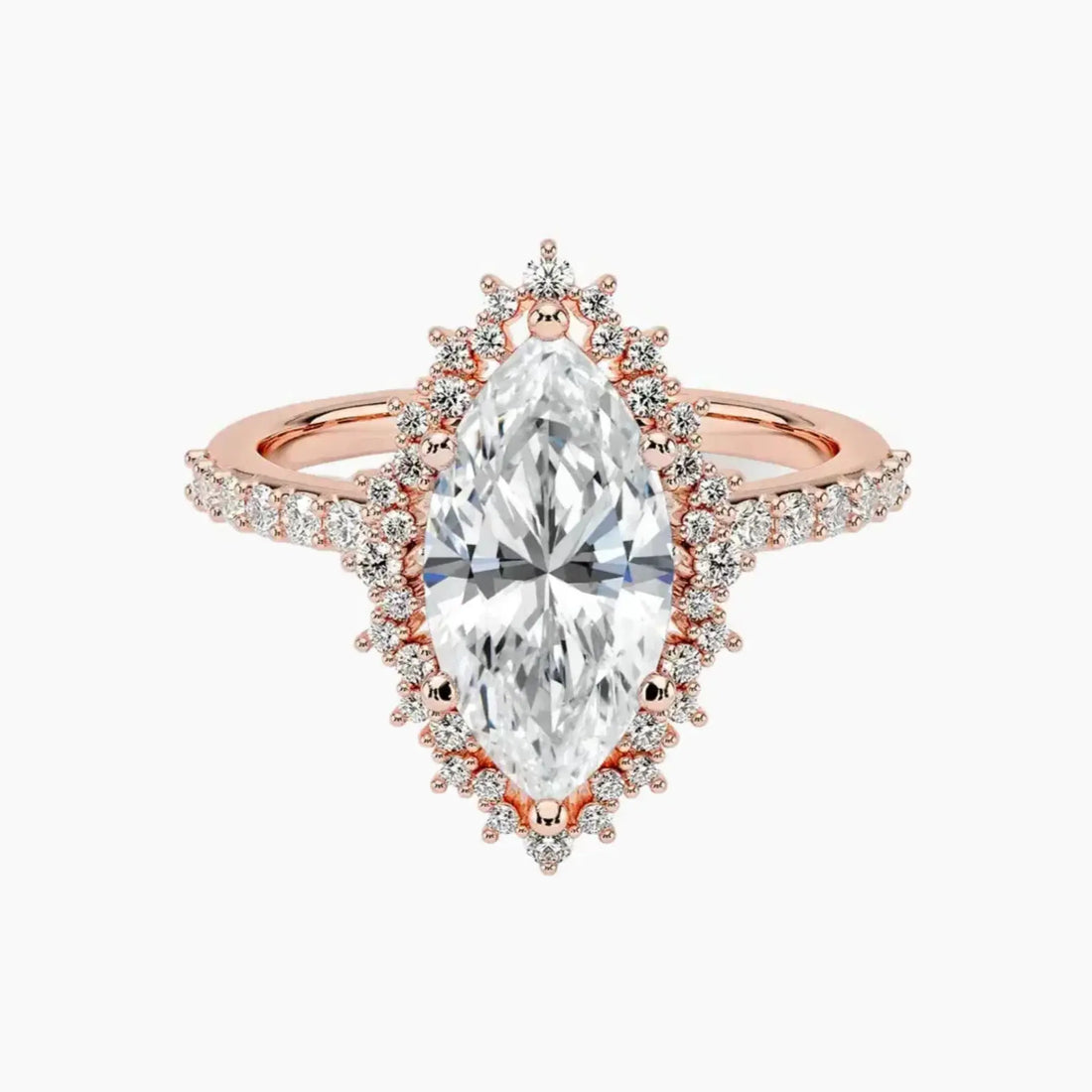 Coraline Marquise Designer 1.5 Carat Lab Grown Diamond Engagement Ring in 14K Rose Gold
