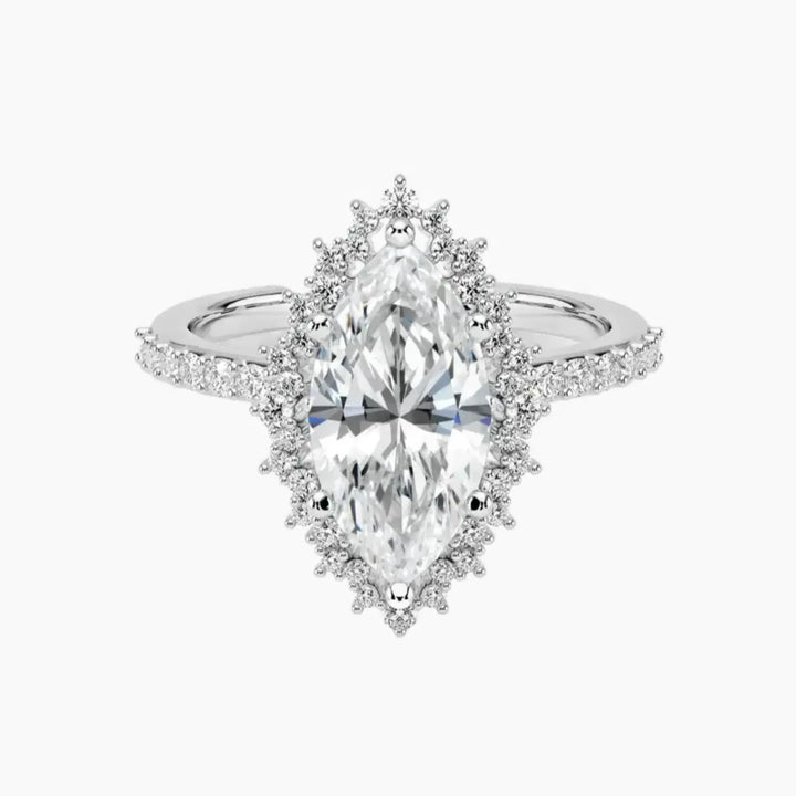 Coraline Marquise Designer 1 Carat Lab Grown Diamond Engagement Ring in 18K White Gold