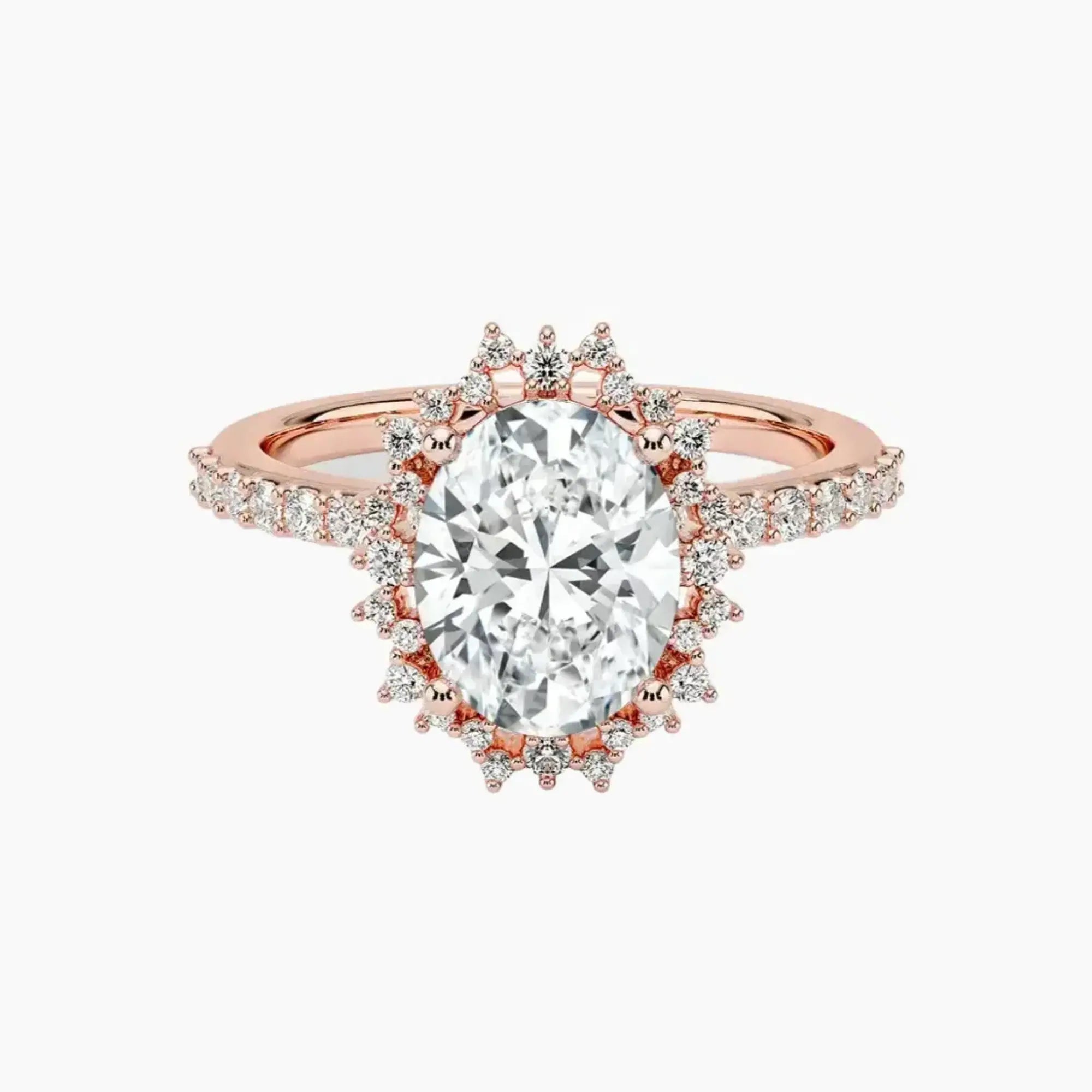 Coraline Oval Designer Diamond Ring Setting in 14K Rose Gold