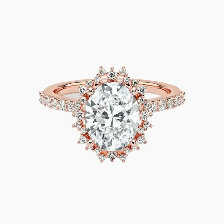 Coraline Oval Designer 2.5 Carat Lab Grown Diamond Engagement Ring in 18K Rose Gold
