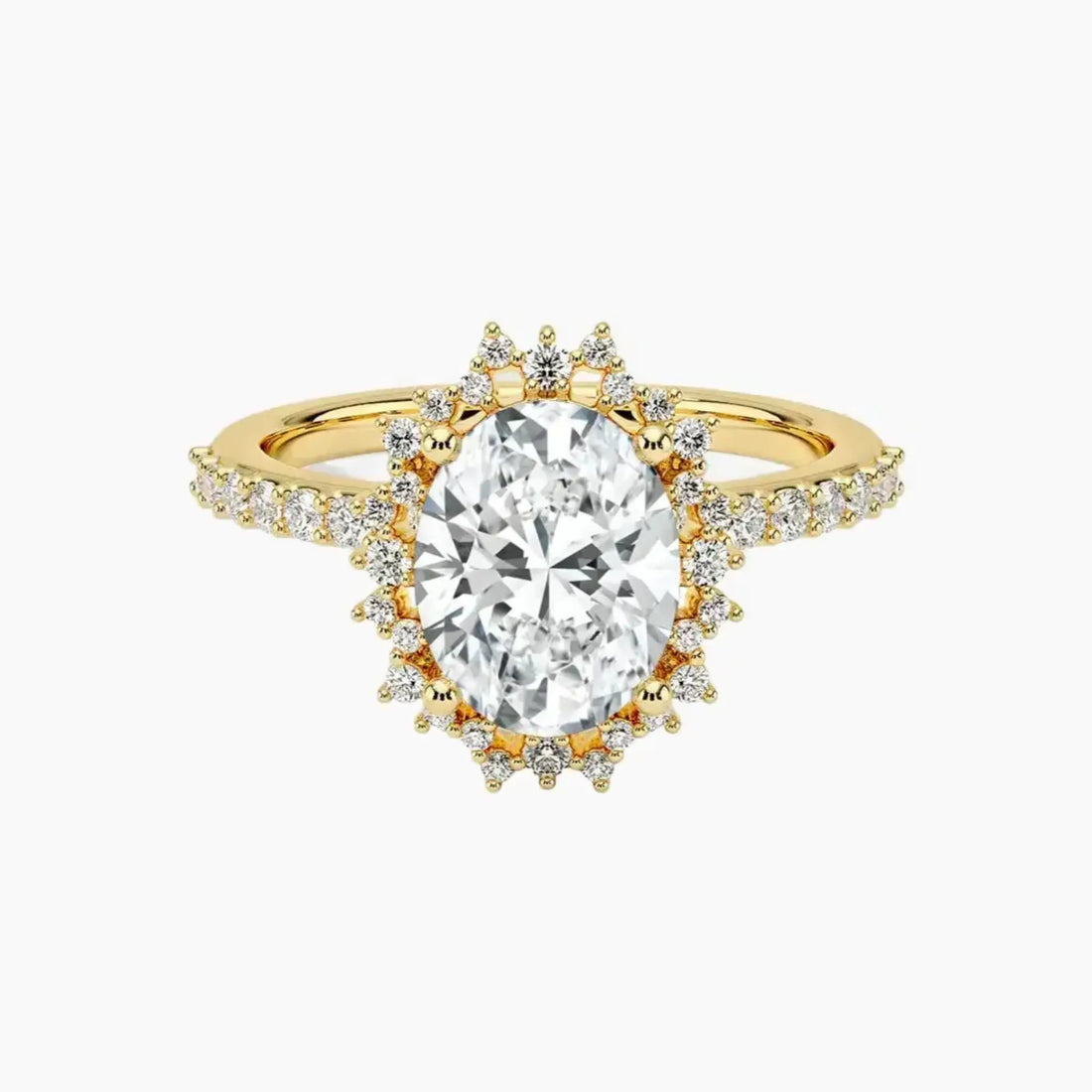 Coraline Oval Designer 3 Carat Lab Grown Diamond Engagement Ring in 18K Yellow Gold