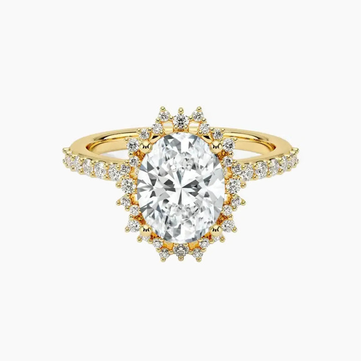 Coraline Oval Designer 2 Carat Lab Grown Diamond Engagement Ring in 18K Yellow Gold