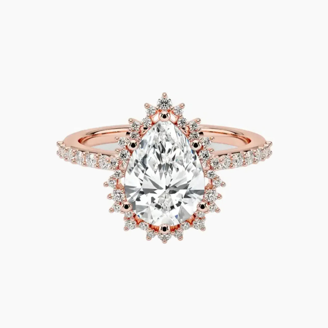 Coraline Pear Designer 2 Carat Lab Grown Diamond Engagement Ring in 14K White Gold