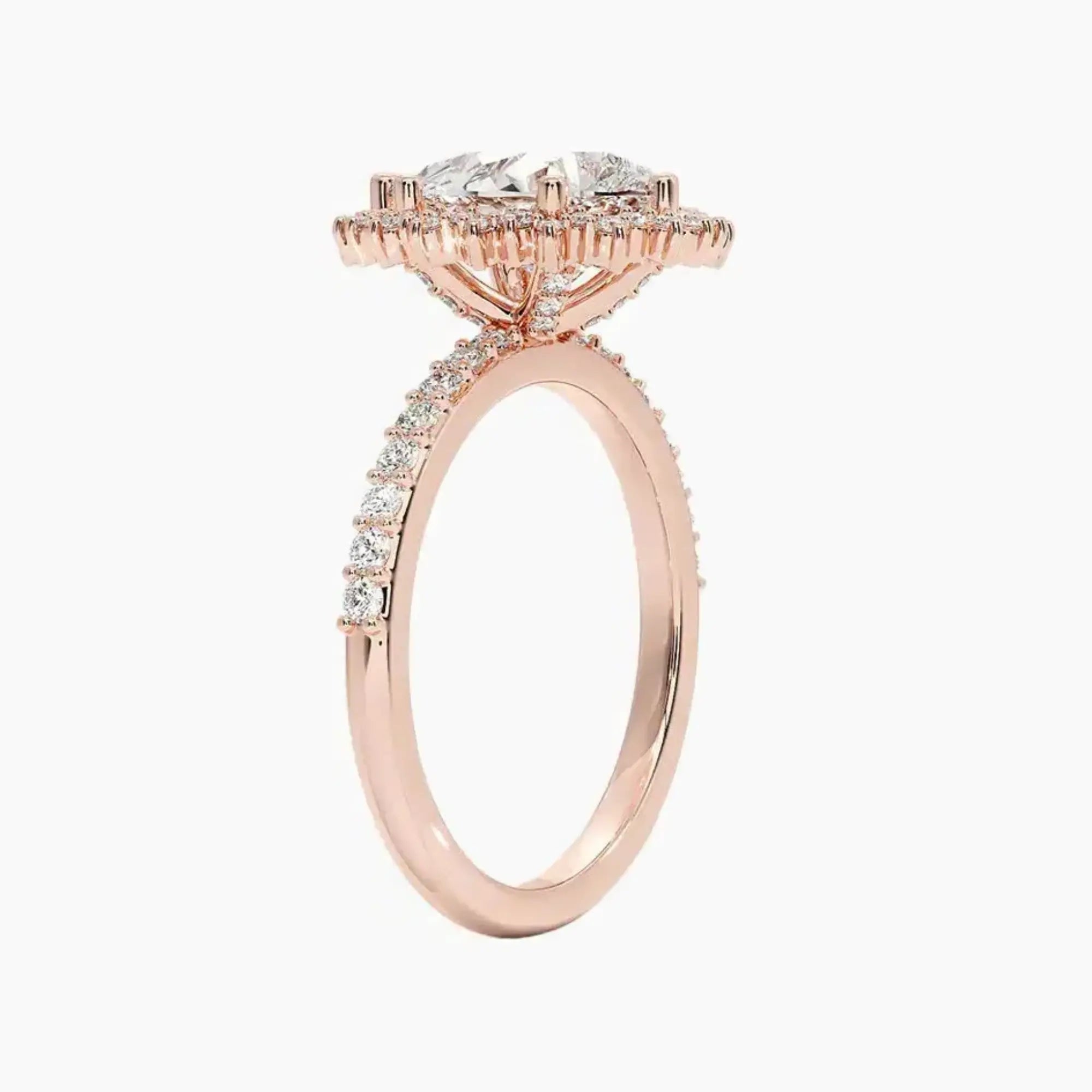 Coraline Pear Designer 1.5 Carat Lab Grown Diamond Engagement Ring in 18K Rose Gold