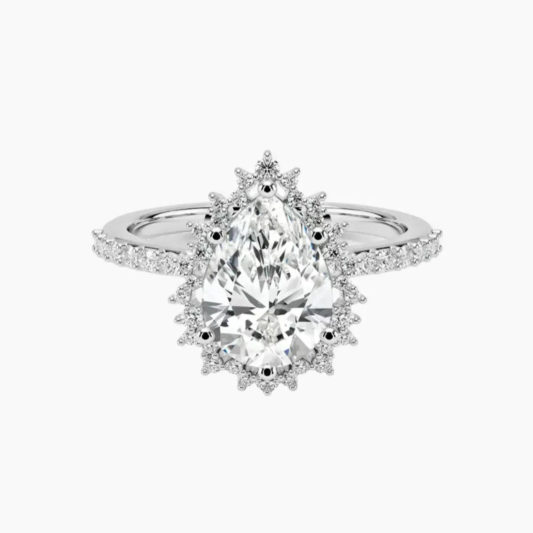 Coraline Pear Designer 2 Carat Lab Grown Diamond Engagement Ring in 14K White Gold