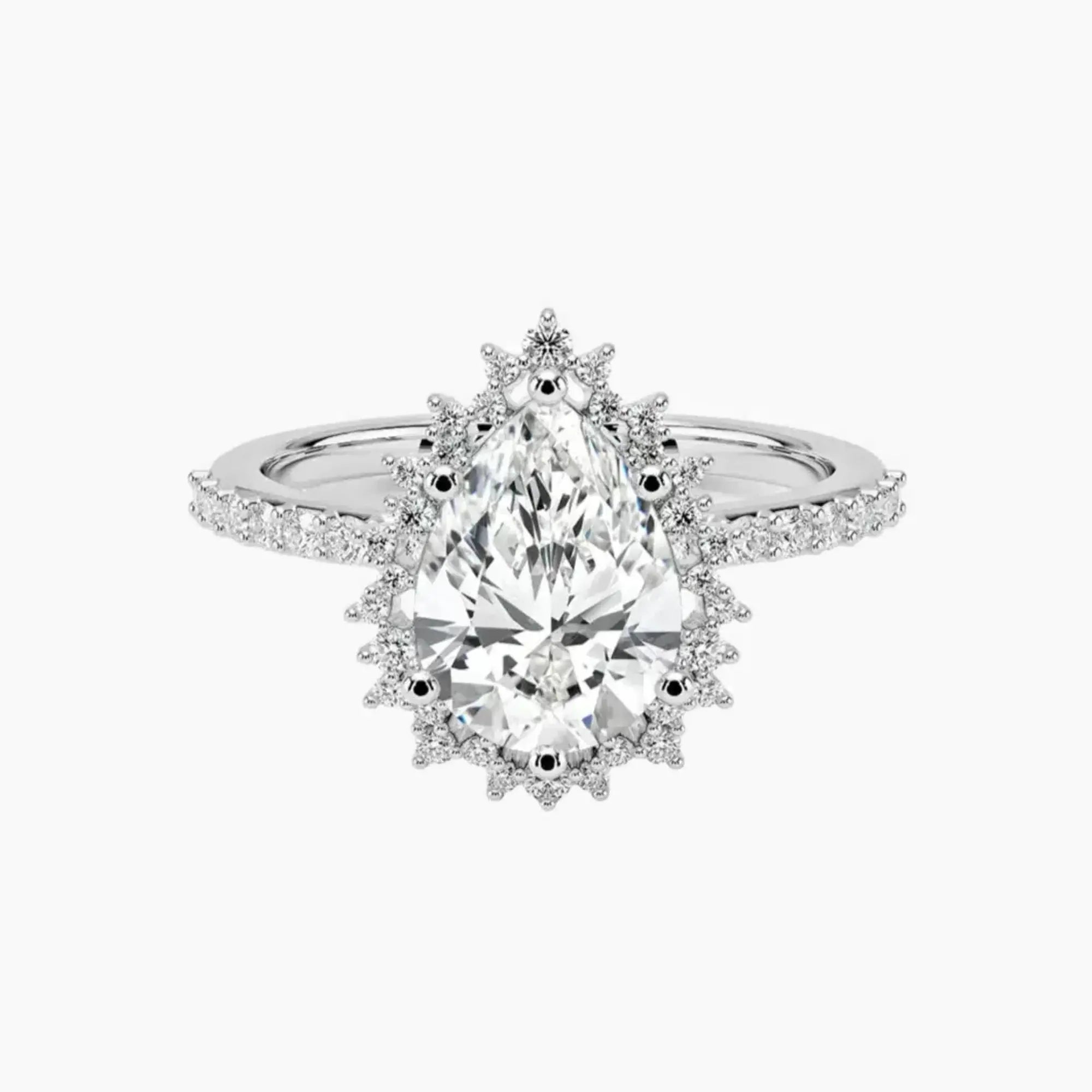 Coraline Pear Designer 2.5 Carat Lab Grown Diamond Engagement Ring in 18K White Gold