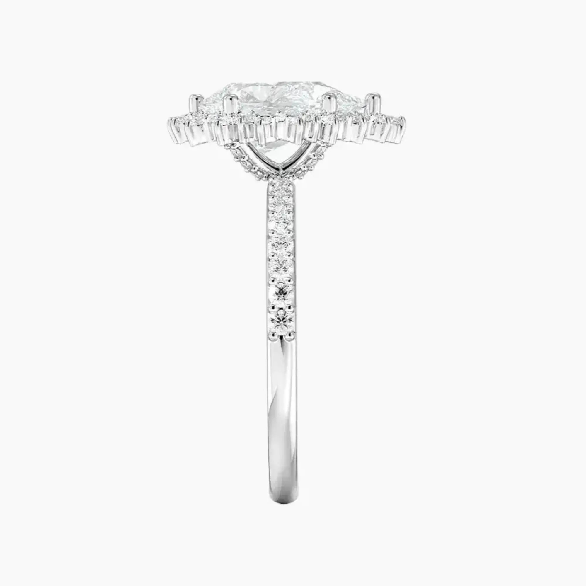 Coraline Pear Designer Diamond Ring Setting in 18K White Gold