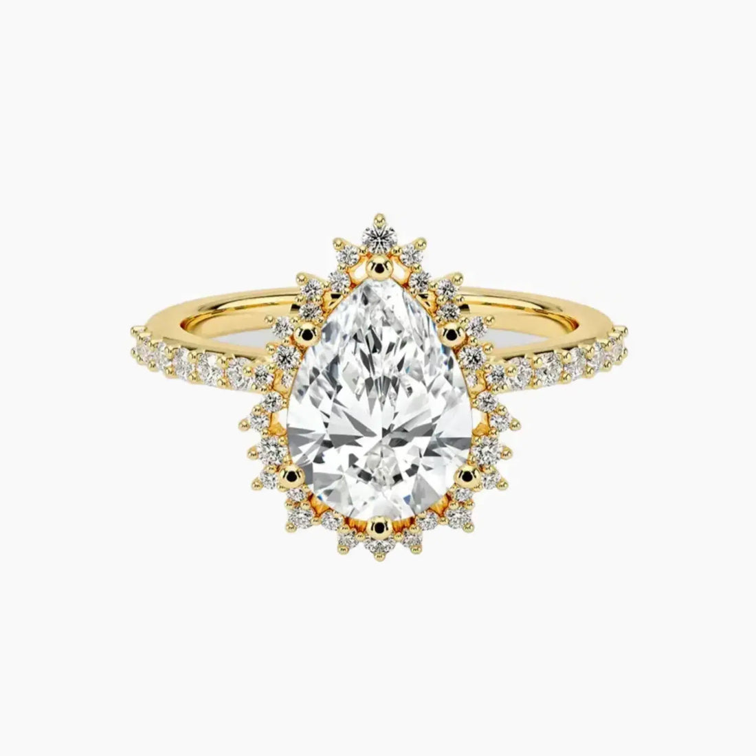 Coraline Pear Designer 3 Carat Lab Grown Diamond Engagement Ring in 14K White Gold