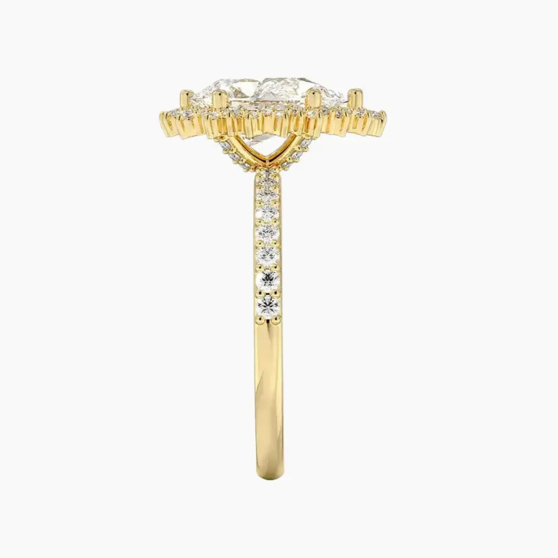 Coraline Pear Designer 3 Carat Lab Grown Diamond Engagement Ring in 18K Rose Gold