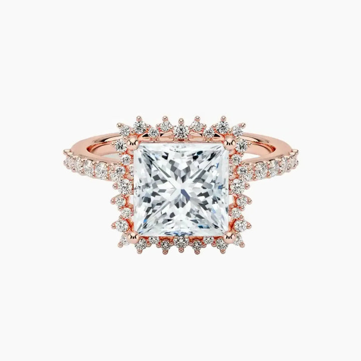 Coraline Princess Designer 2 Carat Lab Grown Diamond Engagement Ring in 18K Rose Gold