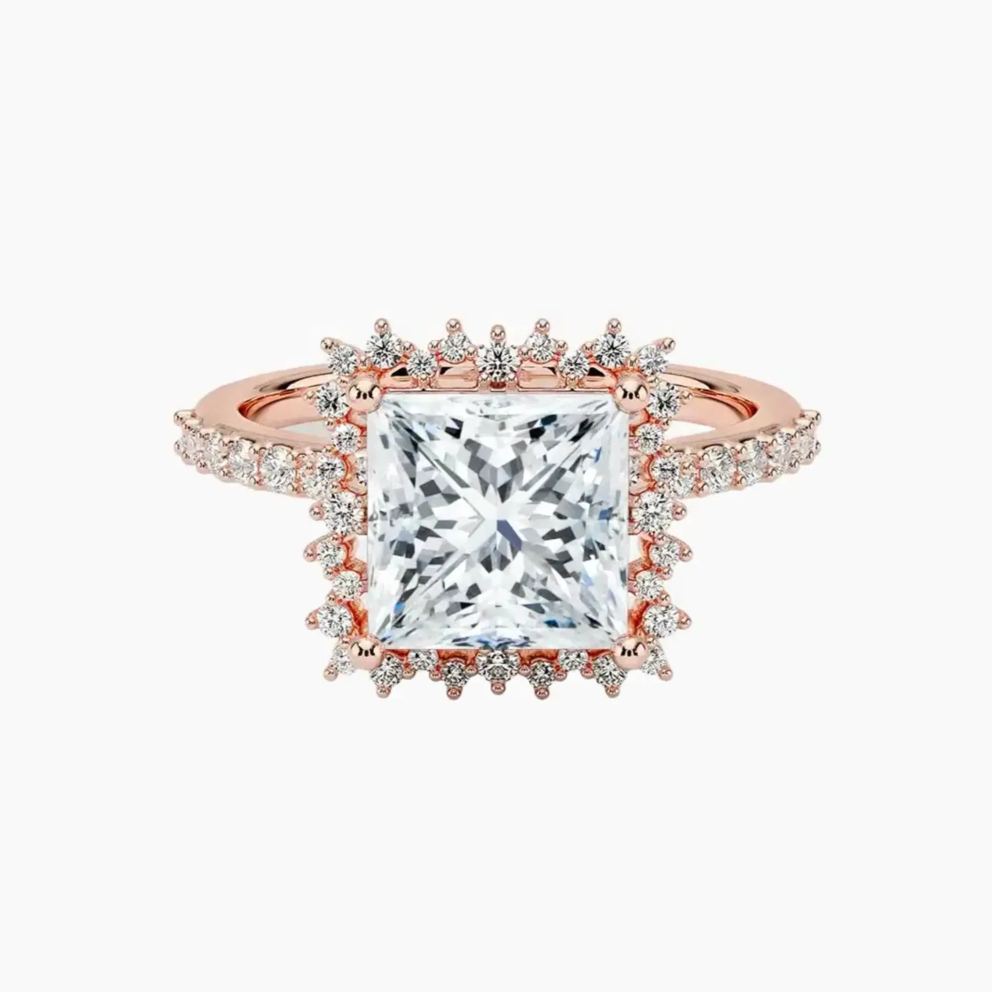 Coraline Princess Designer 3 Carat Lab Grown Diamond Engagement Ring in 14K Rose Gold