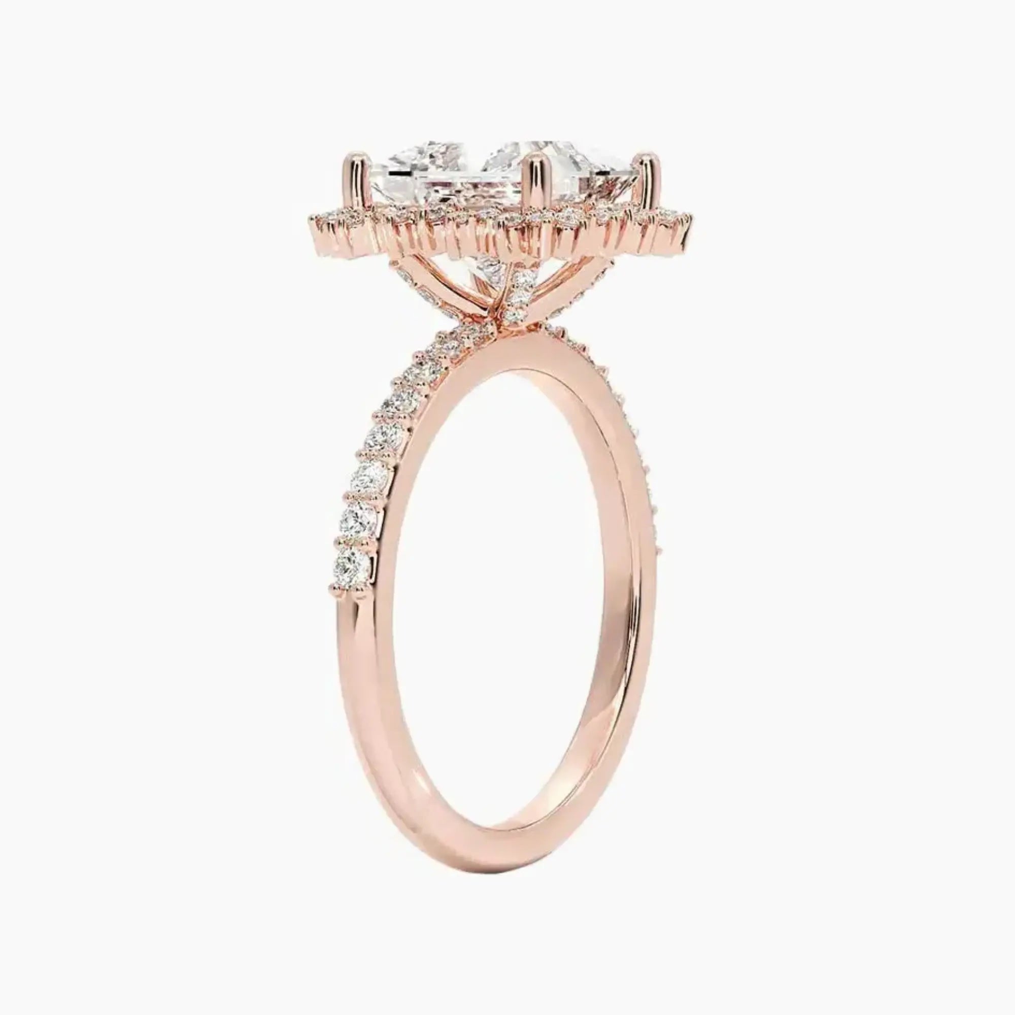 Coraline Princess Designer 2 Carat Lab Grown Diamond Engagement Ring in 14K Rose Gold