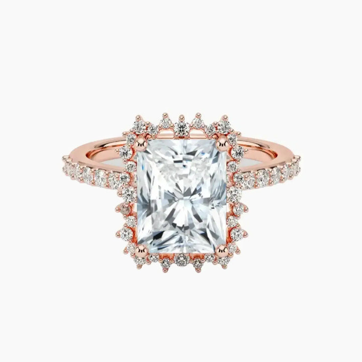 Coraline Radiant Designer 2 Carat Lab Grown Diamond Engagement Ring in 14K Rose Gold