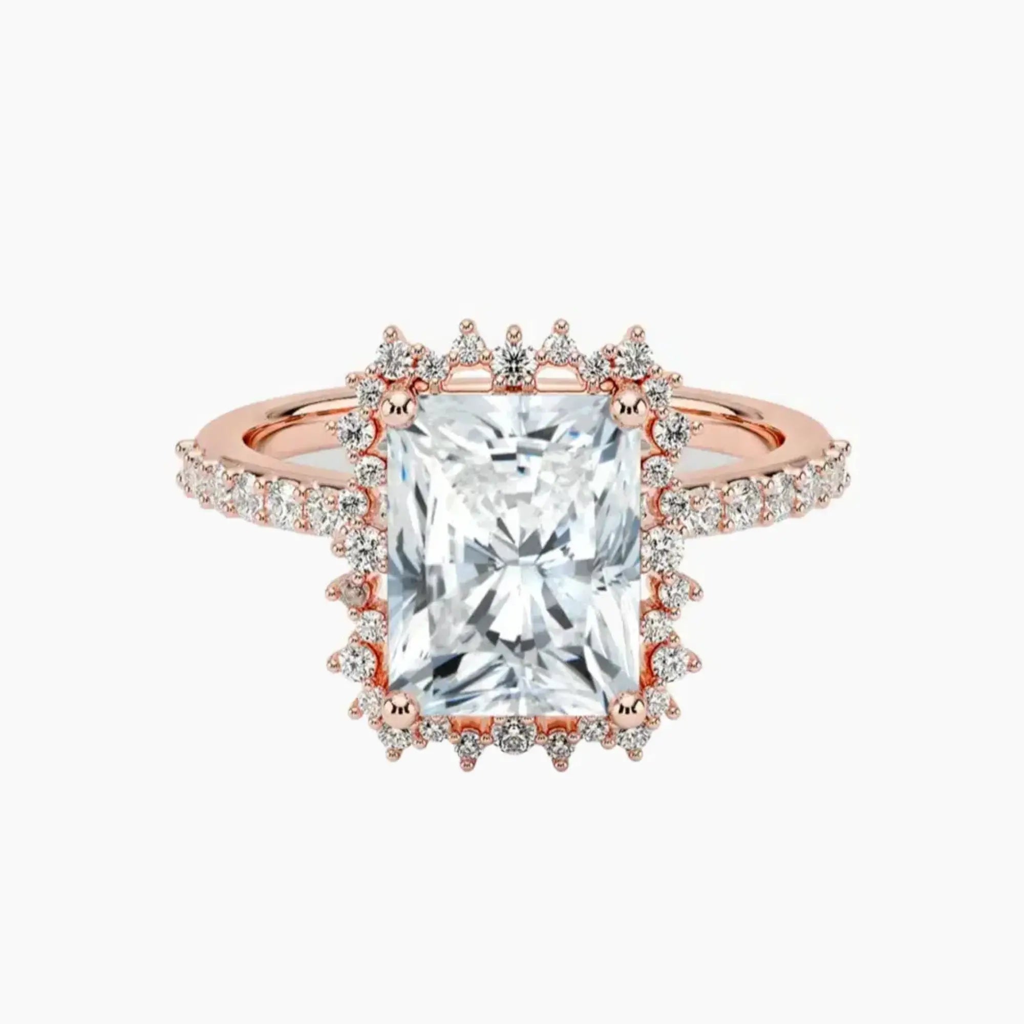 Coraline Radiant Designer 1.5 Carat Lab Grown Diamond Engagement Ring in 14K Rose Gold