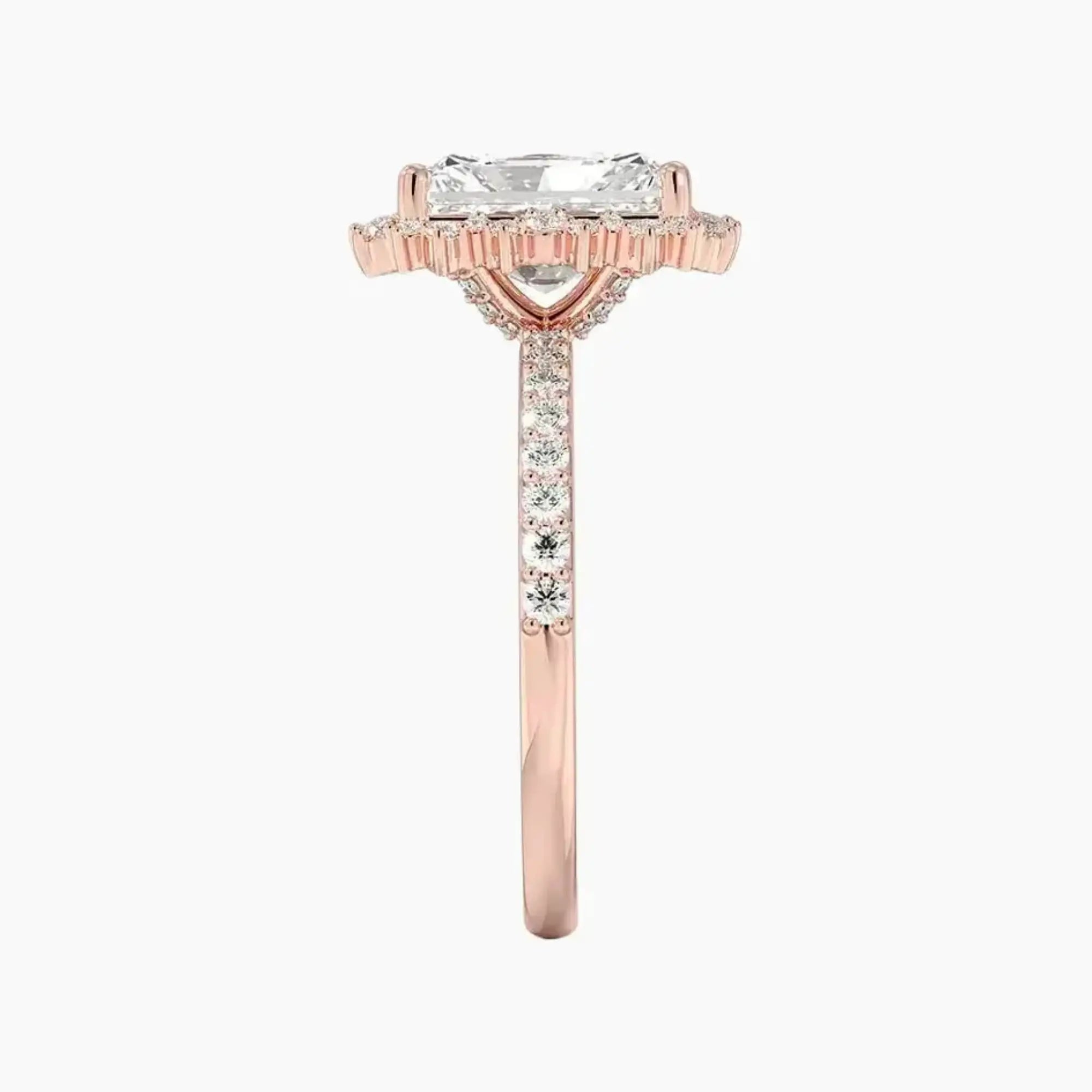 Coraline Radiant Designer 1.5 Carat Lab Grown Diamond Engagement Ring in 14K Rose Gold