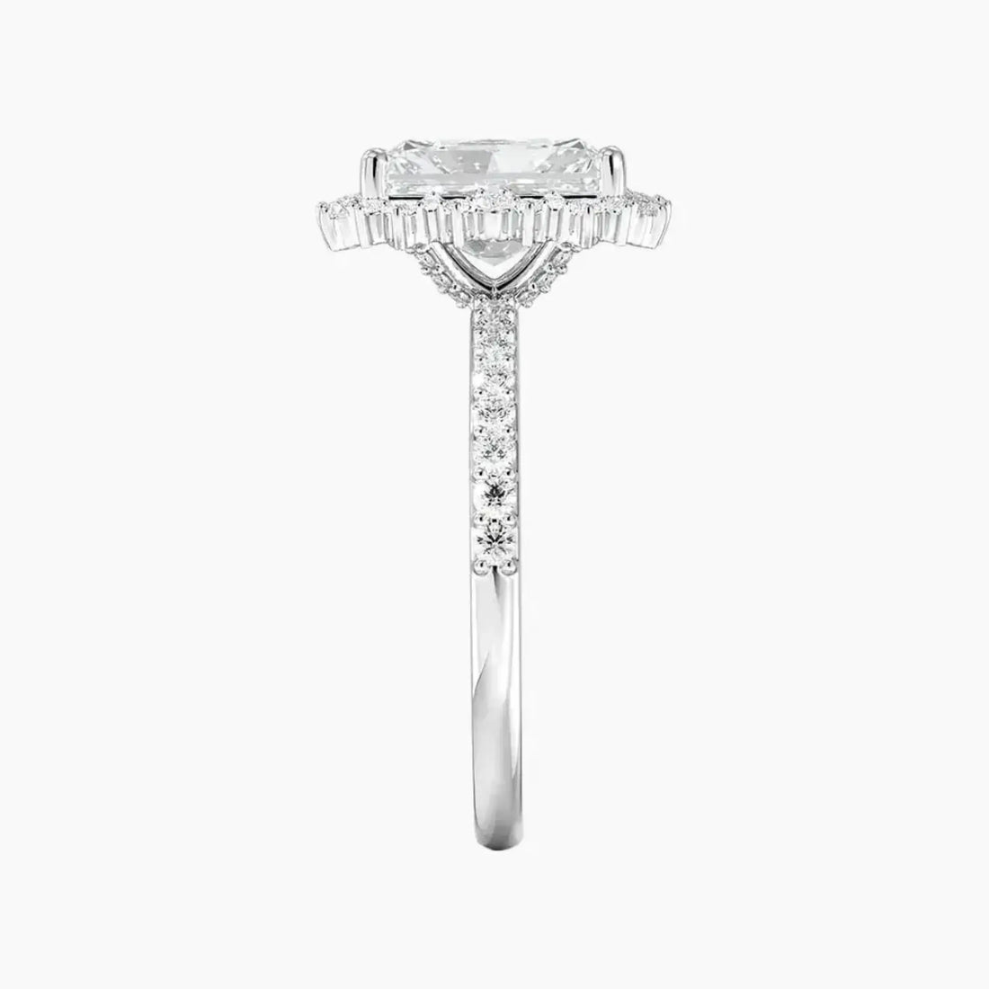 Coraline Radiant Designer Diamond Ring Setting in 14K White Gold
