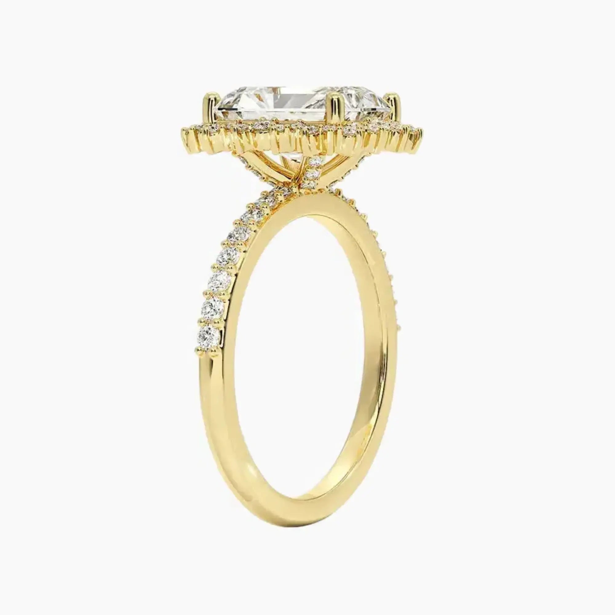 Coraline Radiant Designer 2 Carat Lab Grown Diamond Engagement Ring in 18K Rose Gold
