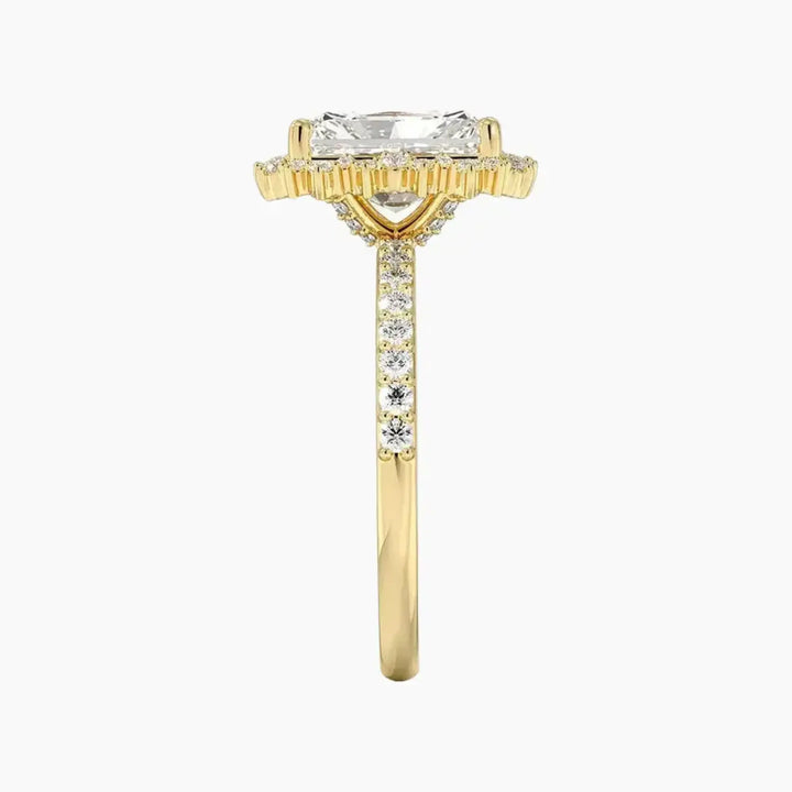 Coraline Radiant Designer 3 Carat Lab Grown Diamond Engagement Ring in 18K Rose Gold