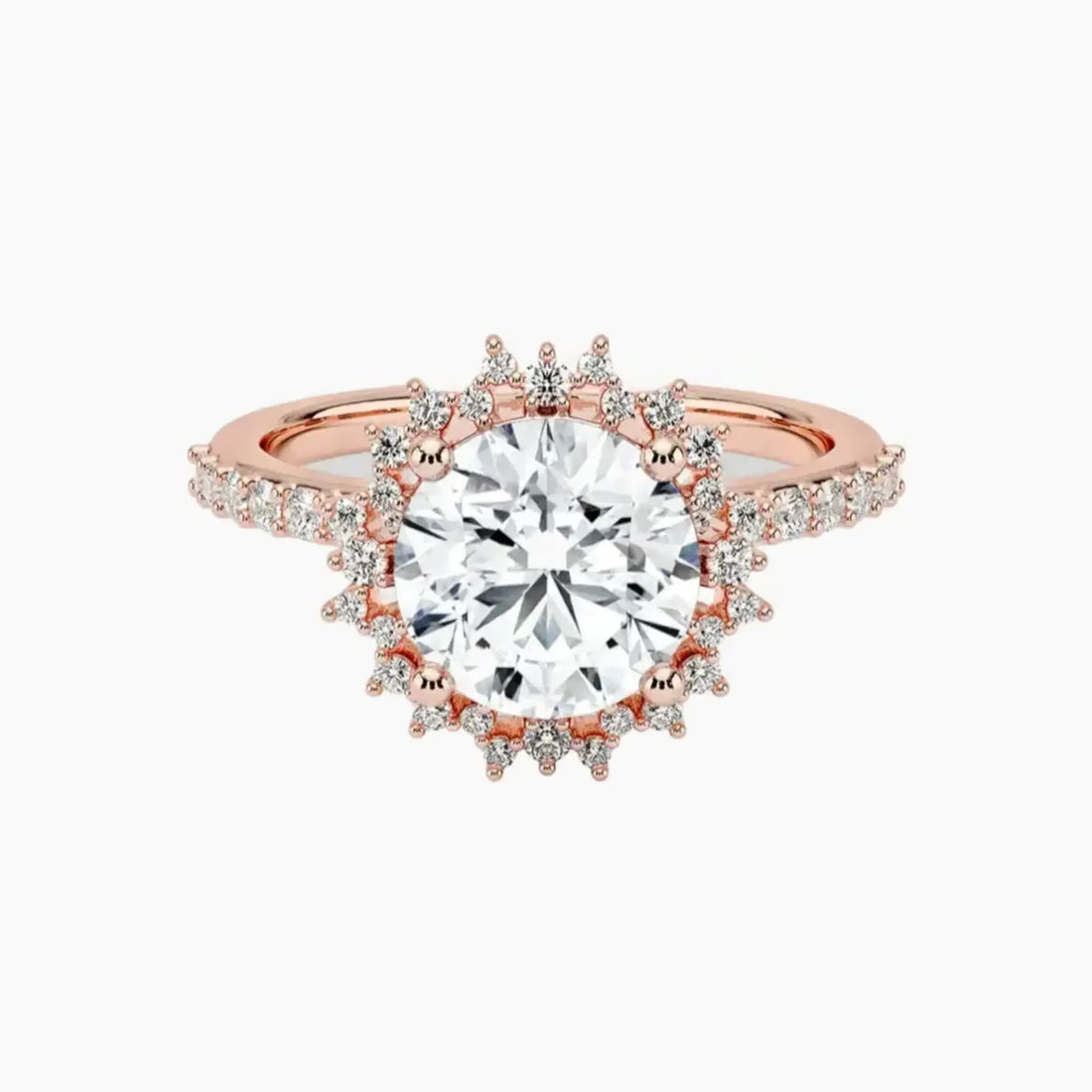 Coraline Round Designer 1 Carat Lab Grown Diamond Engagement Ring in 18K Rose Gold