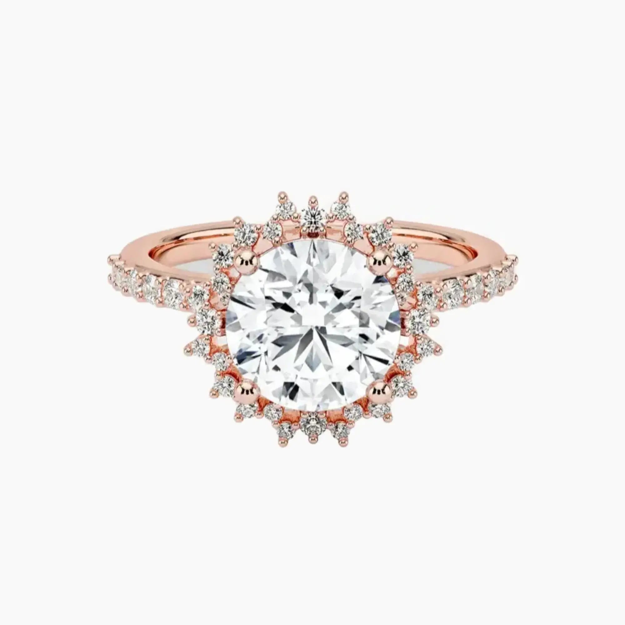 Coraline Round Designer 2 Carat Lab Grown Diamond Engagement Ring in 18K Rose Gold