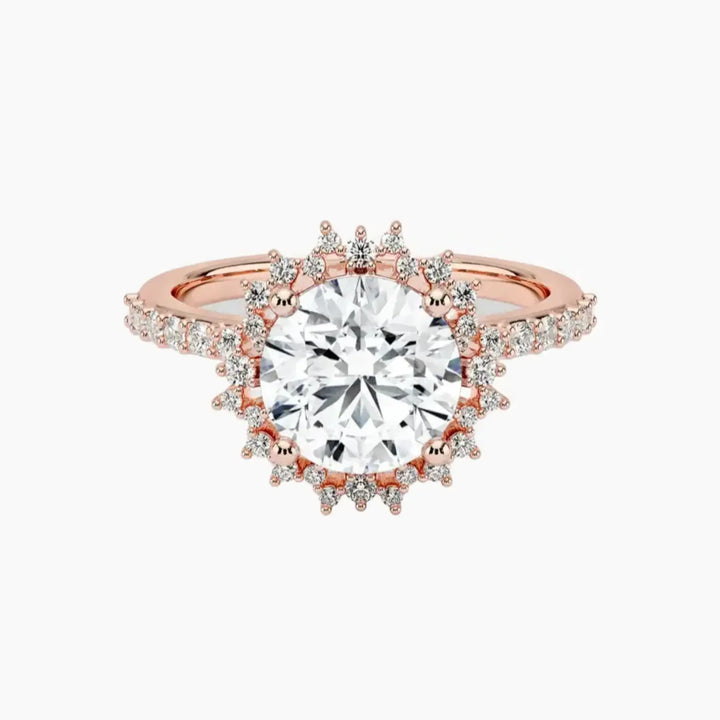 Coraline Round Designer 2 Carat Lab Grown Diamond Engagement Ring in 18K Rose Gold