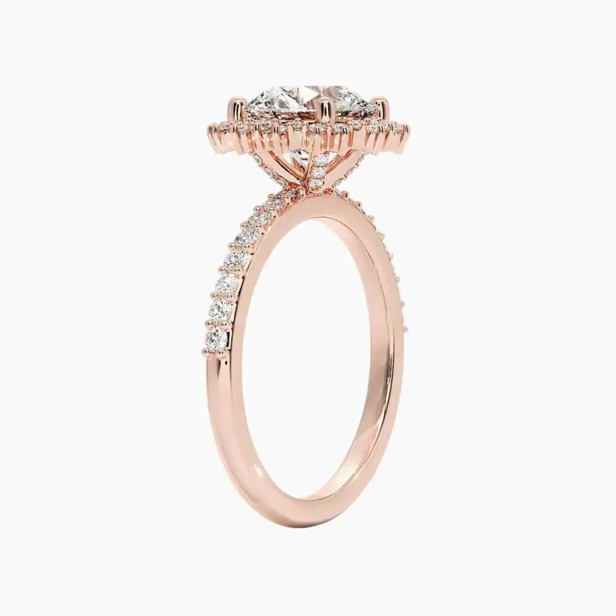 Coraline Round Designer Diamond Ring Setting in 18K Rose Gold
