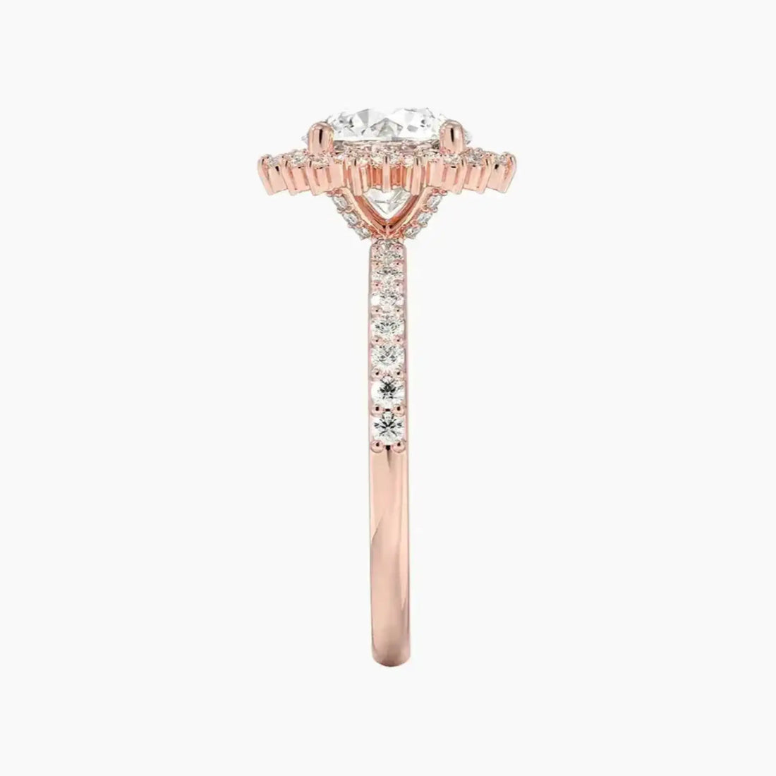 Coraline Round Designer 3 Carat Lab Grown Diamond Engagement Ring in 18K Rose Gold