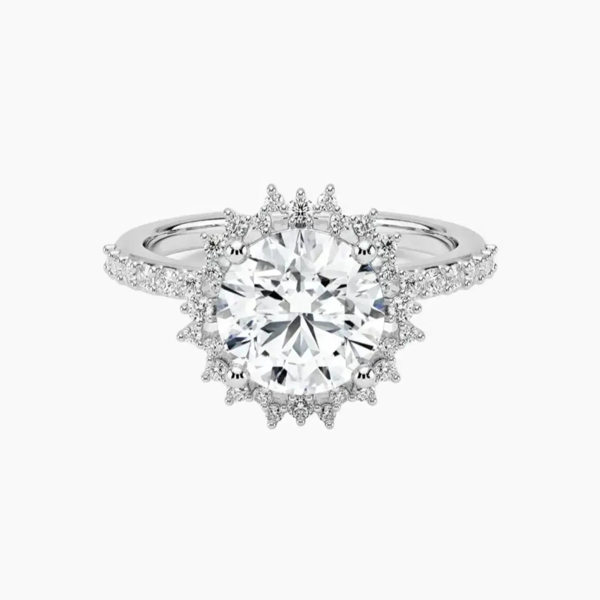 Coraline Round Designer 1 Carat Lab Grown Diamond Engagement Ring in 14K Yellow Gold