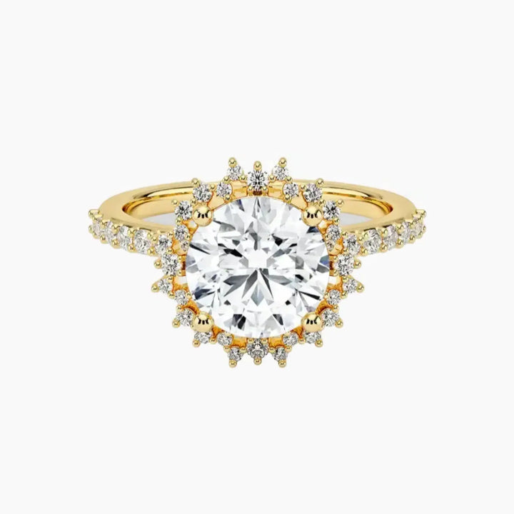 Coraline Round Designer 1 Carat Lab Grown Diamond Engagement Ring in 14K Yellow Gold