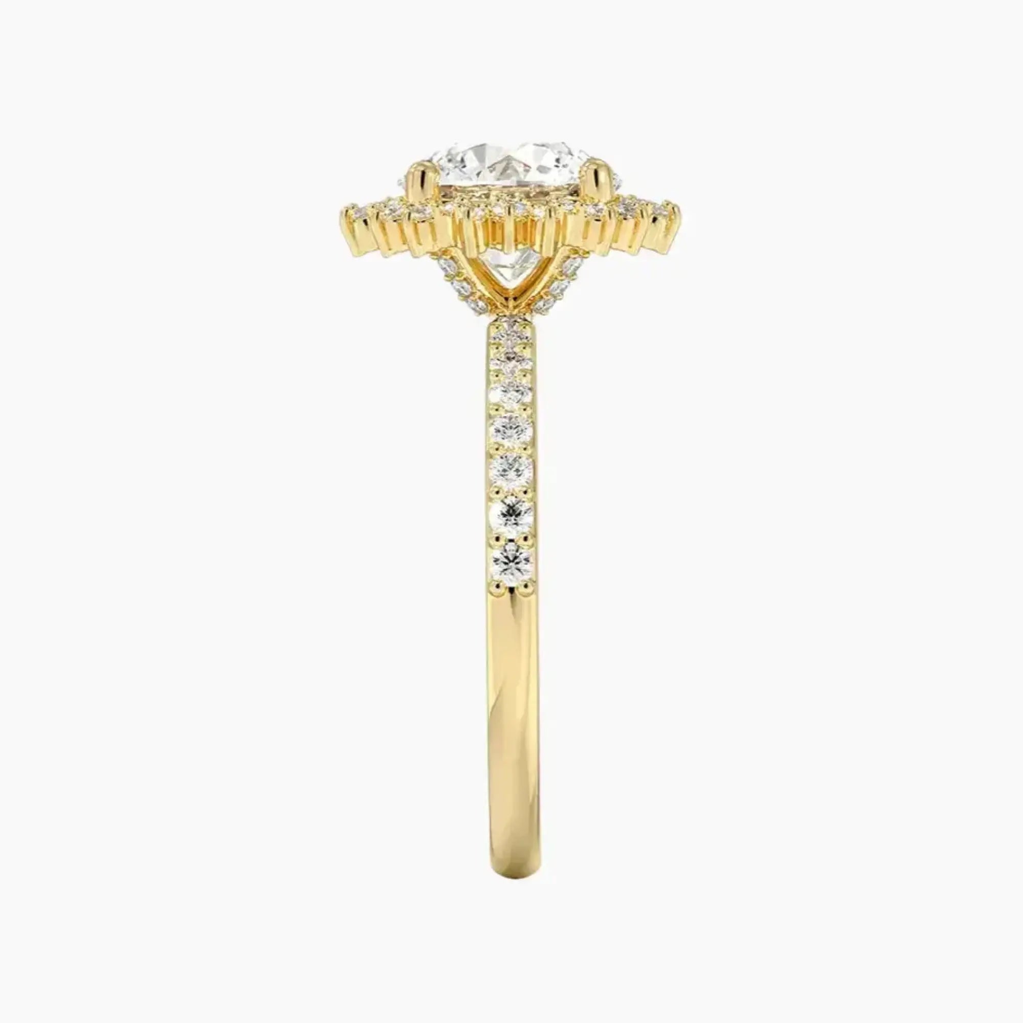 Coraline Round Designer 1 Carat Lab Grown Diamond Engagement Ring in 14K White Gold