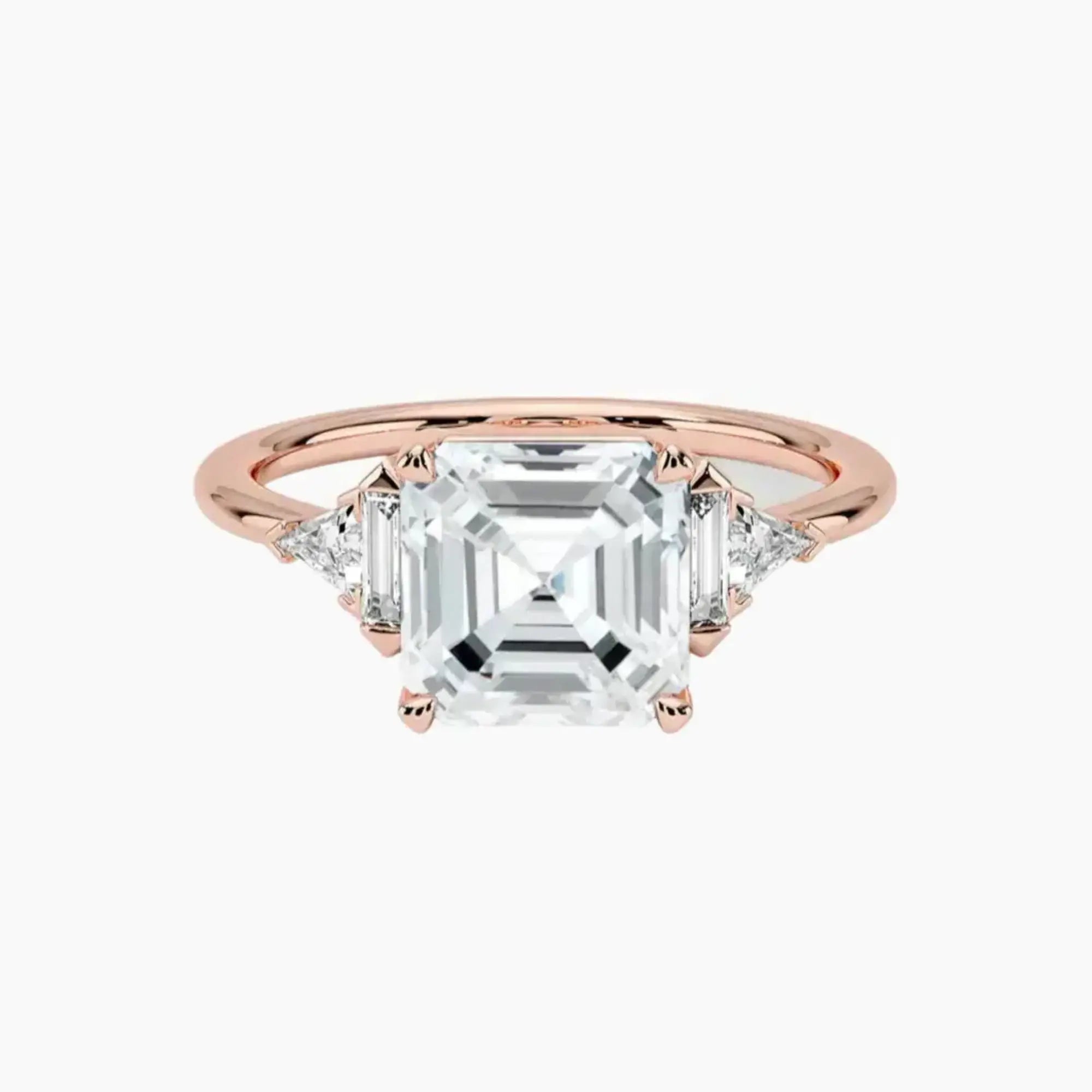 Honora Five Stone Asscher Designer 1 Carat Lab Grown Diamond Engagement Ring in 18K Yellow Gold