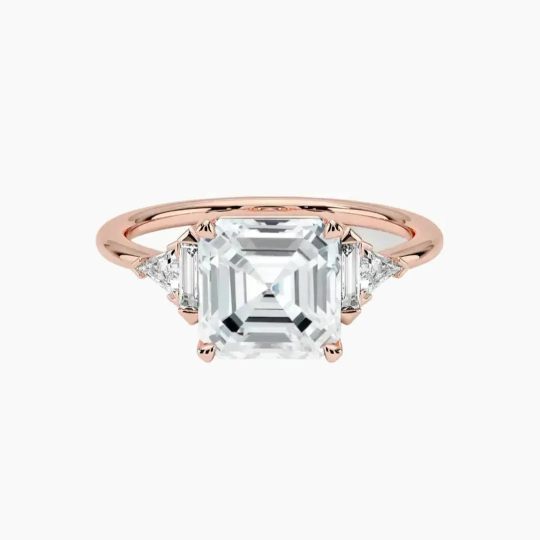 Honora Five Stone Asscher Designer 1.5 Carat Lab Grown Diamond Engagement Ring in 14K Rose Gold
