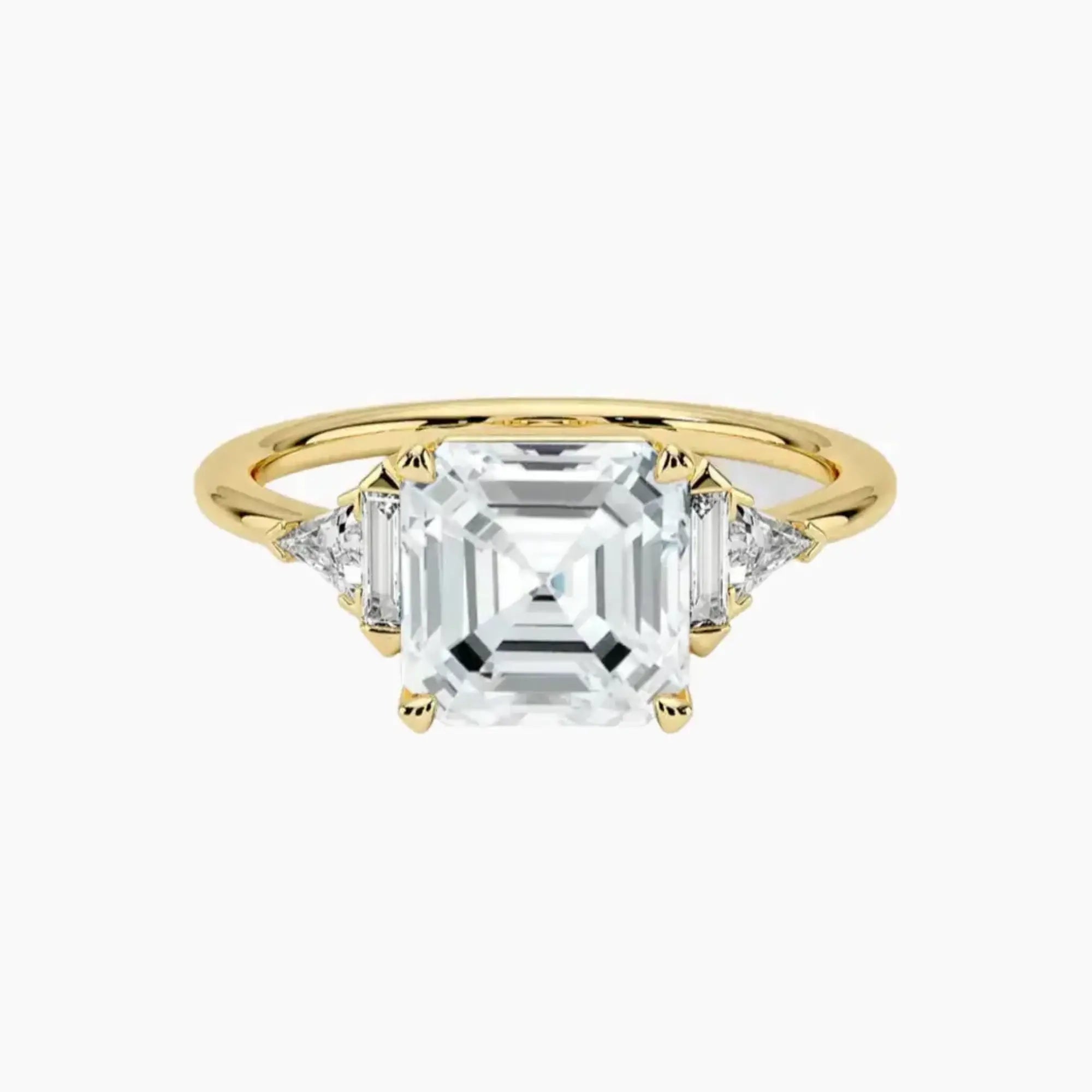 Honora Five Stone Asscher Designer 2 Carat Lab Grown Diamond Engagement Ring in 18K Yellow Gold