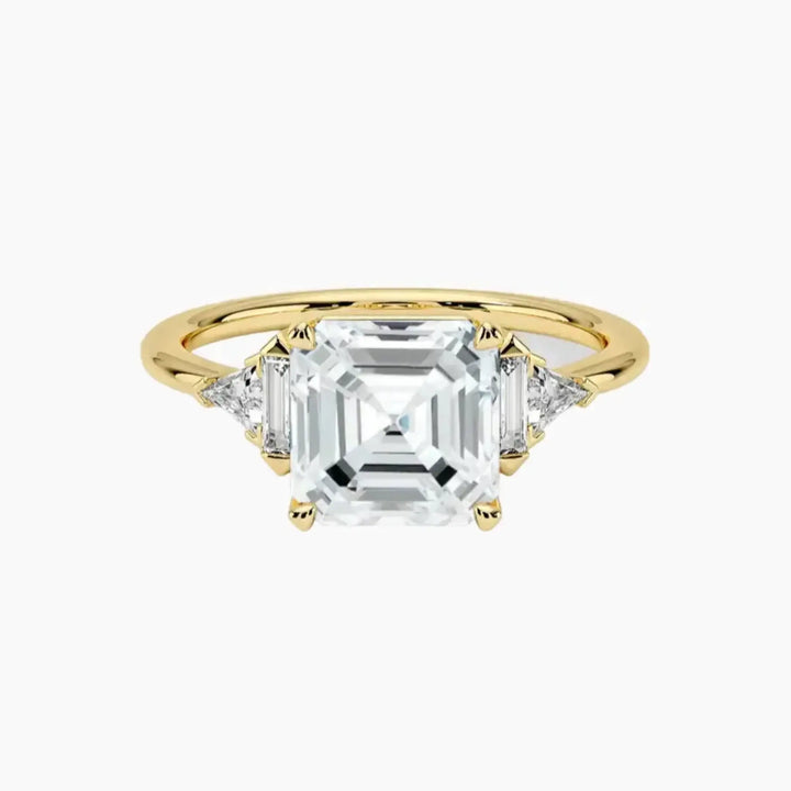 Honora Five Stone Asscher Designer 1 Carat Lab Grown Diamond Engagement Ring in 18K Yellow Gold