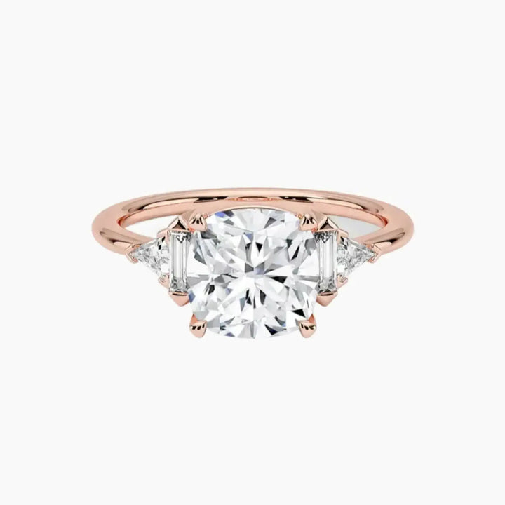 Honora Five Stone Cushion Designer 2 Carat Lab Grown Diamond Engagement Ring in 18K Rose Gold
