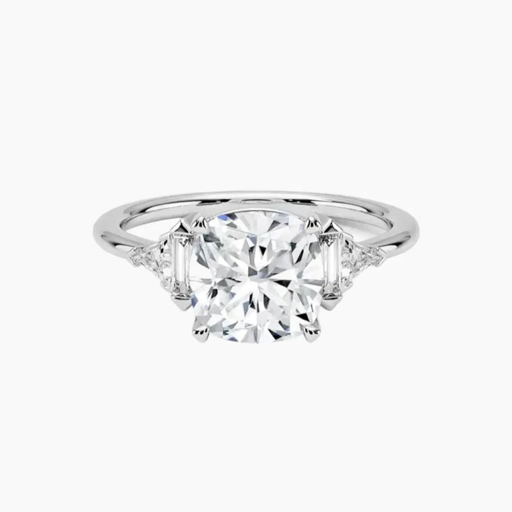 Honora Five Stone Cushion Designer 1.5 Carat Lab Grown Diamond Engagement Ring in 18K White Gold