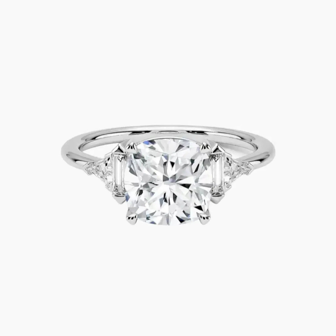 Honora Five Stone Cushion Designer 3 Carat Lab Grown Diamond Engagement Ring in 14K White Gold