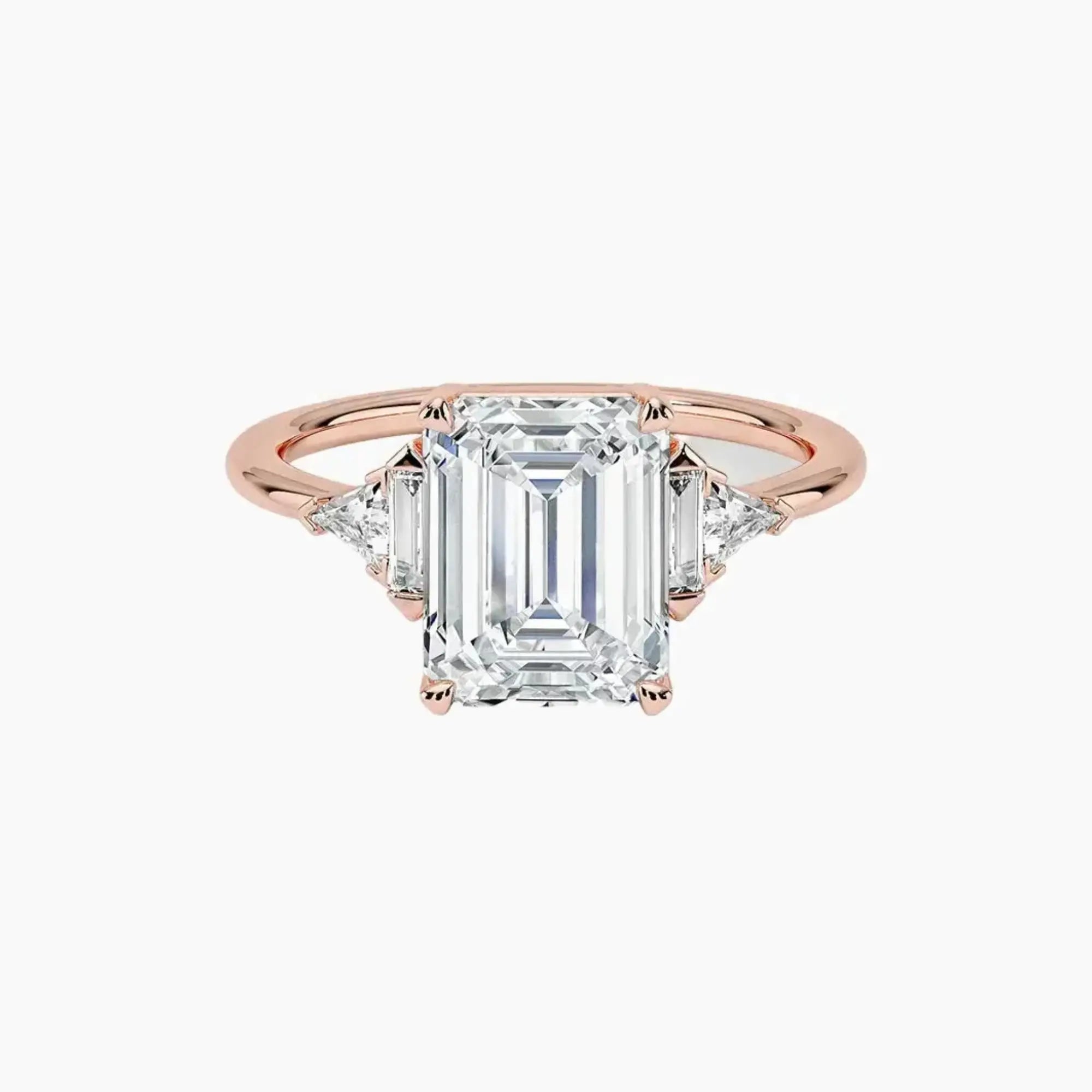 Honora Five Stone Emerald Designer 3 Carat Lab Grown Diamond Engagement Ring in 18K Rose Gold