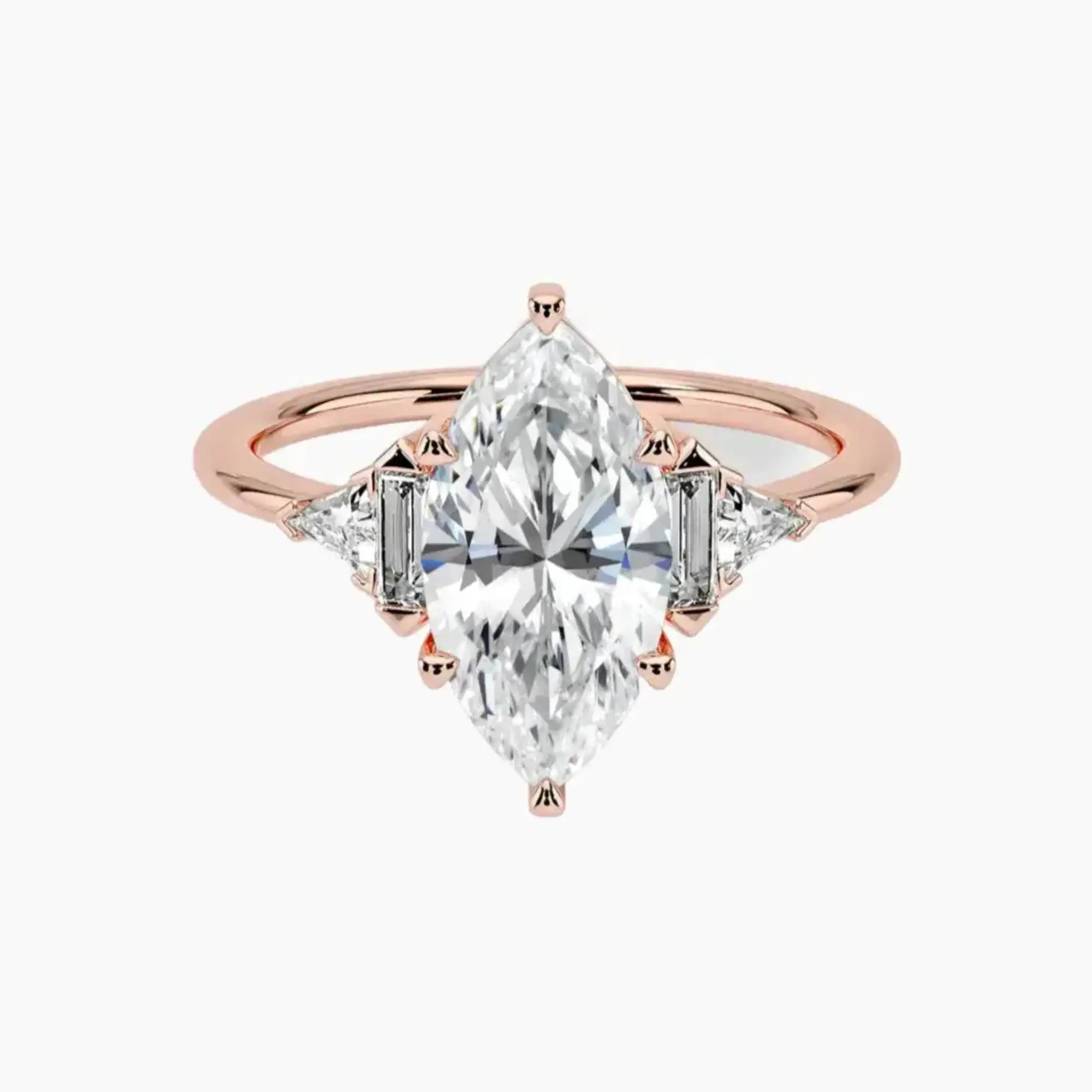 Honora Five Stone Marquise Designer 2.5 Carat Lab Grown Diamond Engagement Ring in 18K Yellow Gold