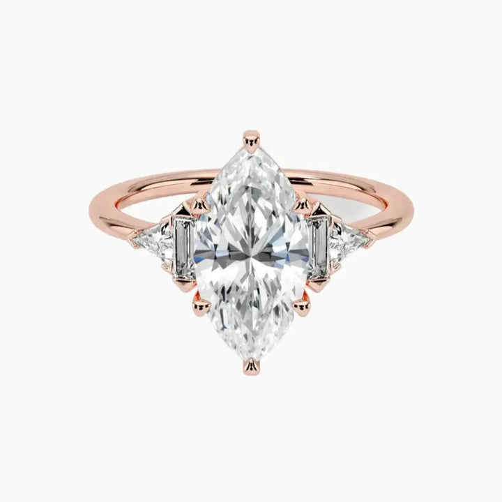 Honora Five Stone Marquise Designer 2.5 Carat Lab Grown Diamond Engagement Ring in 14K Rose Gold