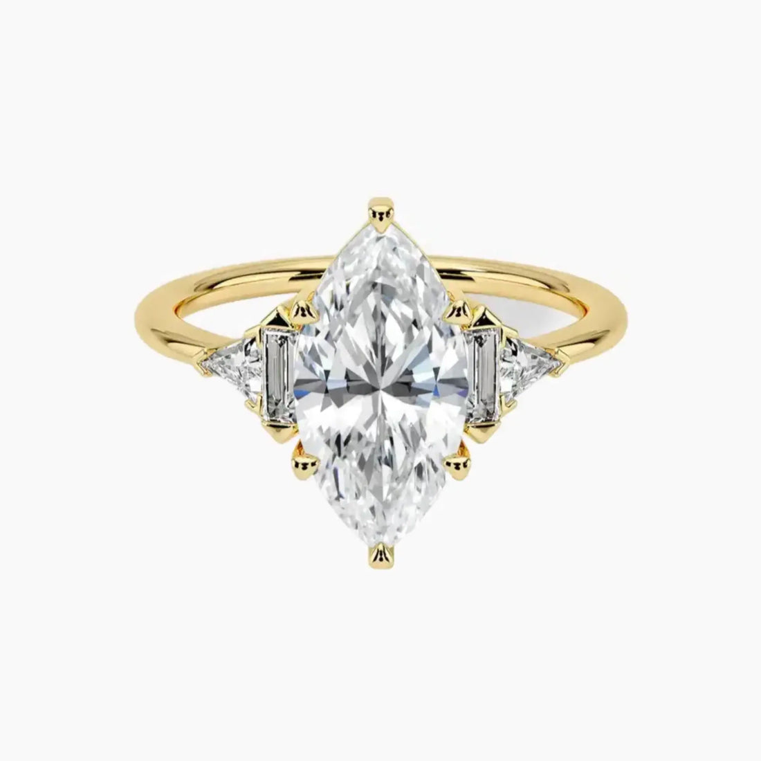 Honora Five Stone Marquise Designer 2.5 Carat Lab Grown Diamond Engagement Ring in 14K Yellow Gold