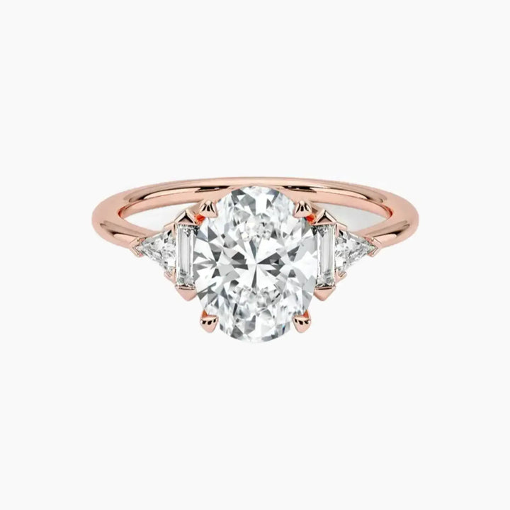 Honora Five Stone Oval Designer 3 Carat Lab Grown Diamond Engagement Ring in 18K Rose Gold