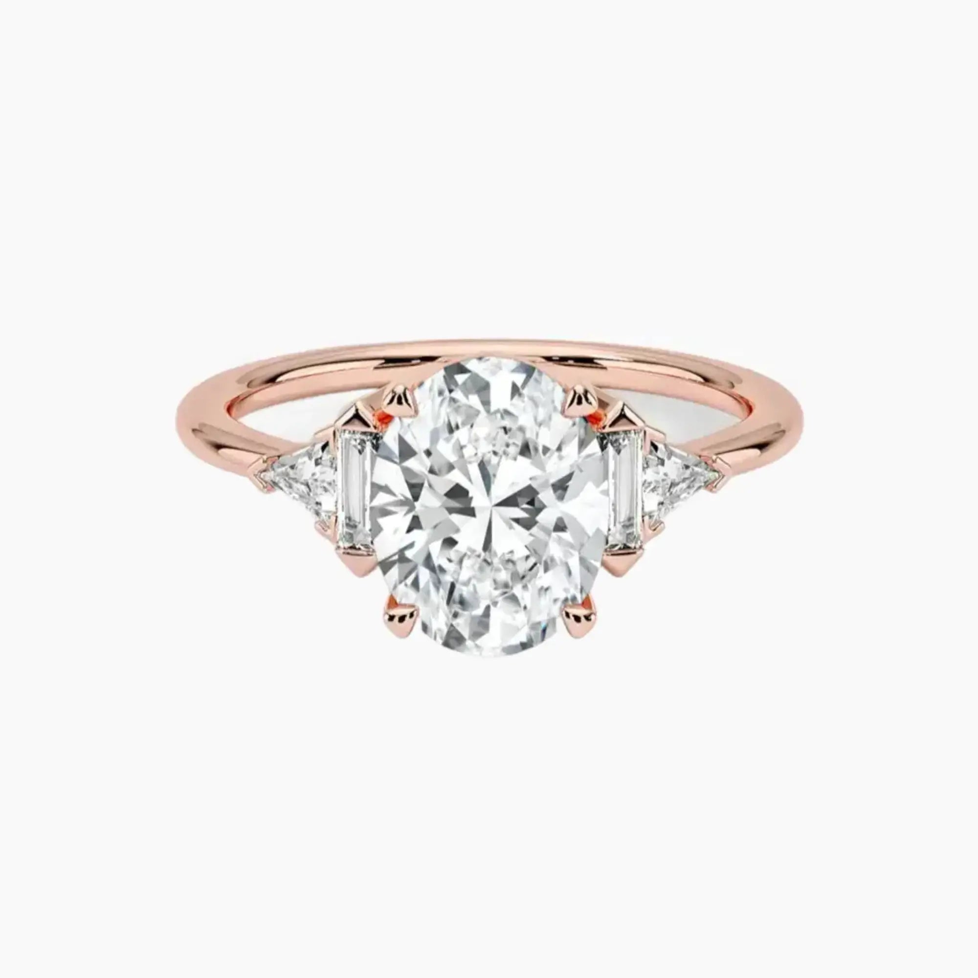 Honora Five Stone Oval Designer 3 Carat Lab Grown Diamond Engagement Ring in 18K White Gold